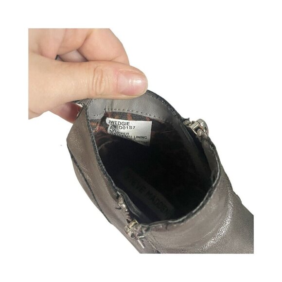 Steve Madden Wedgie Side Zipper Soft Suede leather Sneaker Gray girls boots 3 - Picture 5 of 6